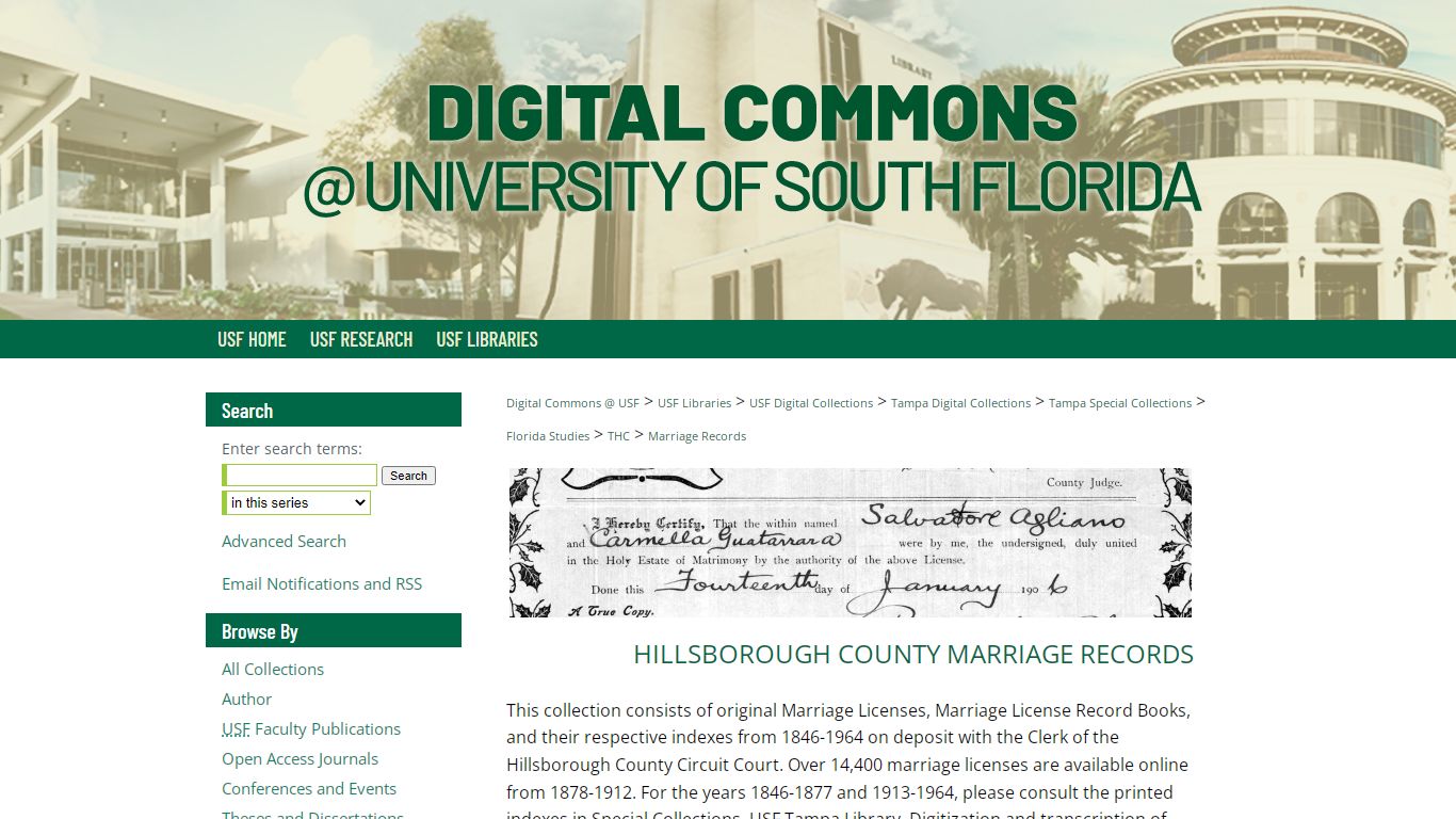 USFLDC Home - Hillsborough County Marriage Records