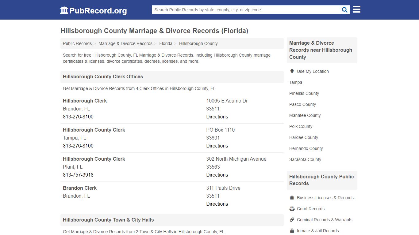 Hillsborough County Marriage & Divorce Records (Florida)